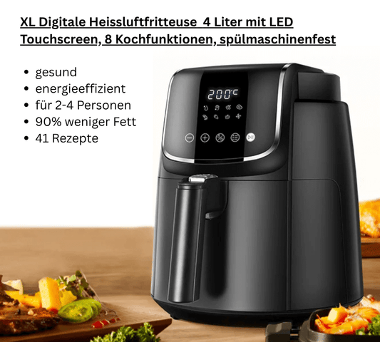 XL Heißluftfritteuse mit LED-Touchscreen - Hole Dir Dein Kochpilot für gesündere Rezepte