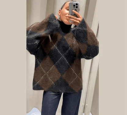 Mini Rock & Pullover mit Rautenmuster - im weichen Strick zum wohlfühlen