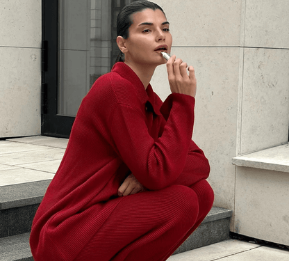 Zweiteiliges weiches Strick-Set - Eleganz in Deiner wärmsten Form